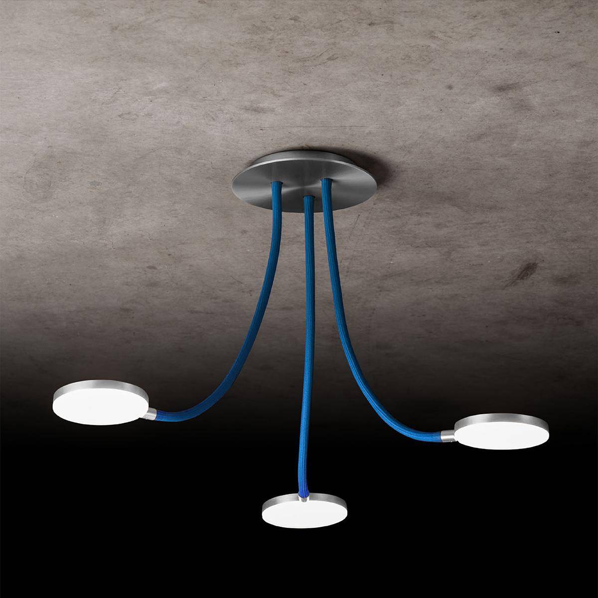 Holtkötter, Deckenleuchte Flex D3, Aluminium Blau, stilvolle Raumbeleuchtung