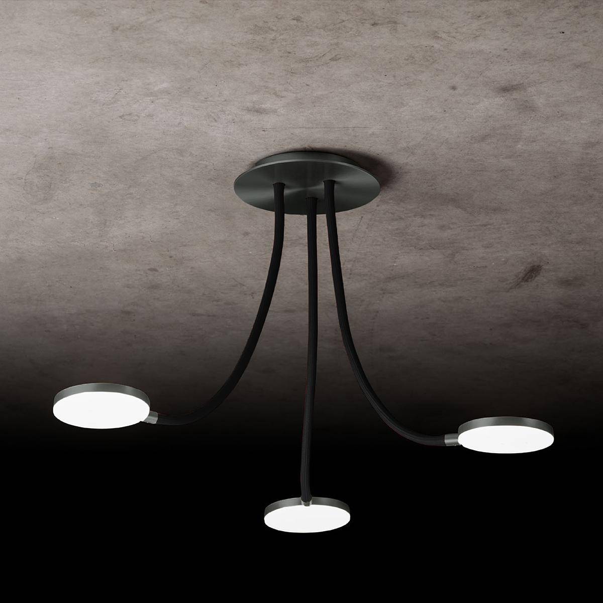 Holtkötter, Deckenleuchte Flex D3, Platin Schwarz, hochwertige Deckenleuchte