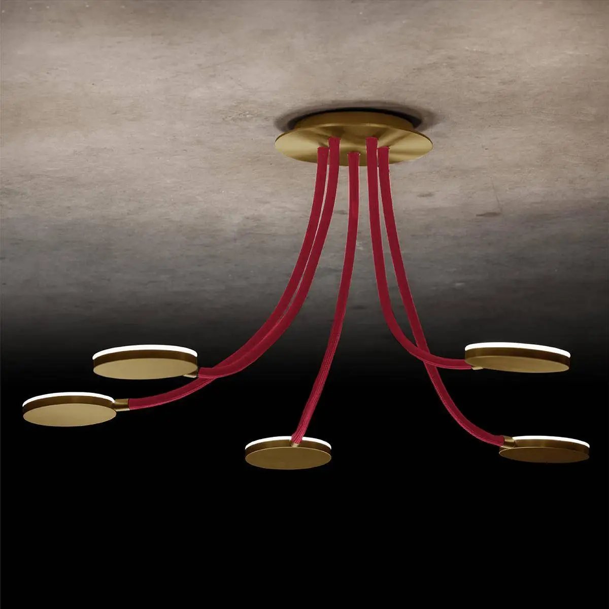 Holtkötter, Deckenleuchte Flex D5, Messing Rot, flexible Lichtlösung