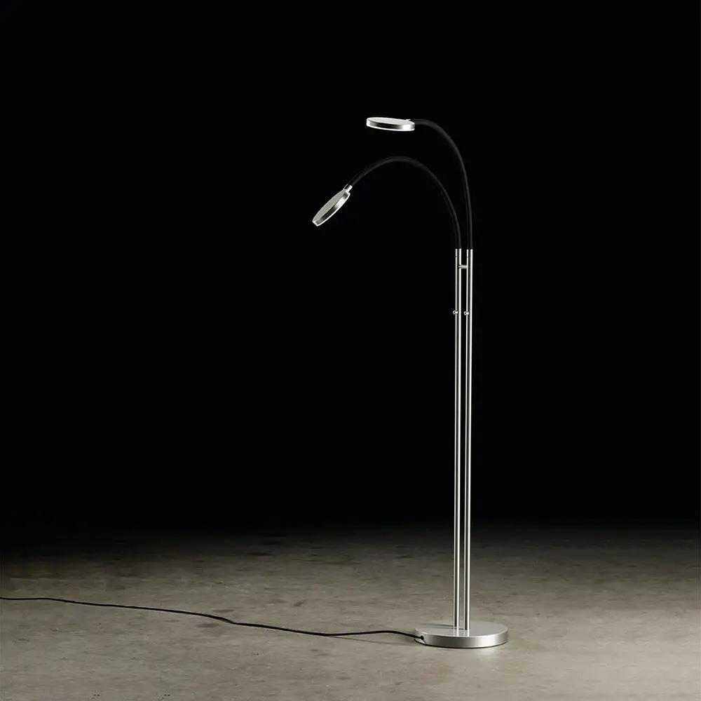 Holtkötter, Leseleuchte Flex Twin, Aluminium Schwarz, stilvolle Stehleuchte