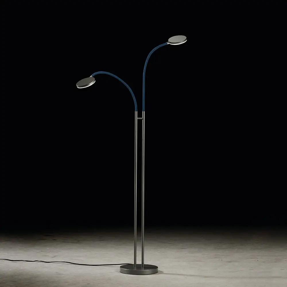 Holtkötter, Leseleuchte Flex Twin, Platin Blau, moderne Raumbeleuchtung