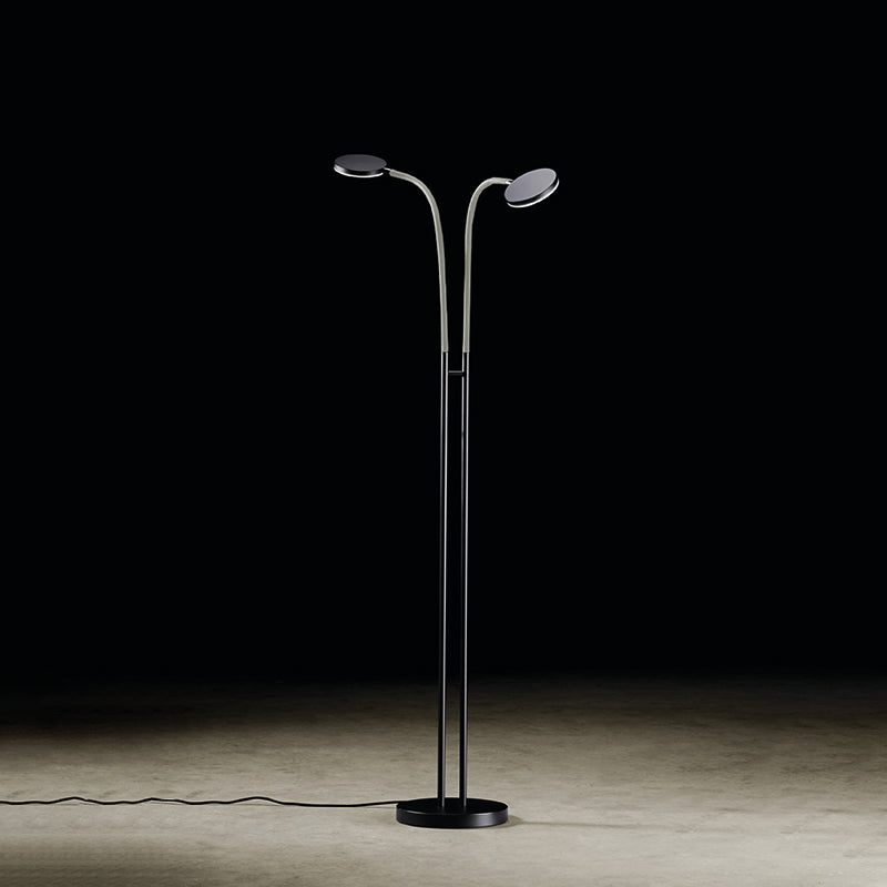 Holtkötter, Leseleuchte Flex Twin, Schwarz Sand, moderne Stehleuchte