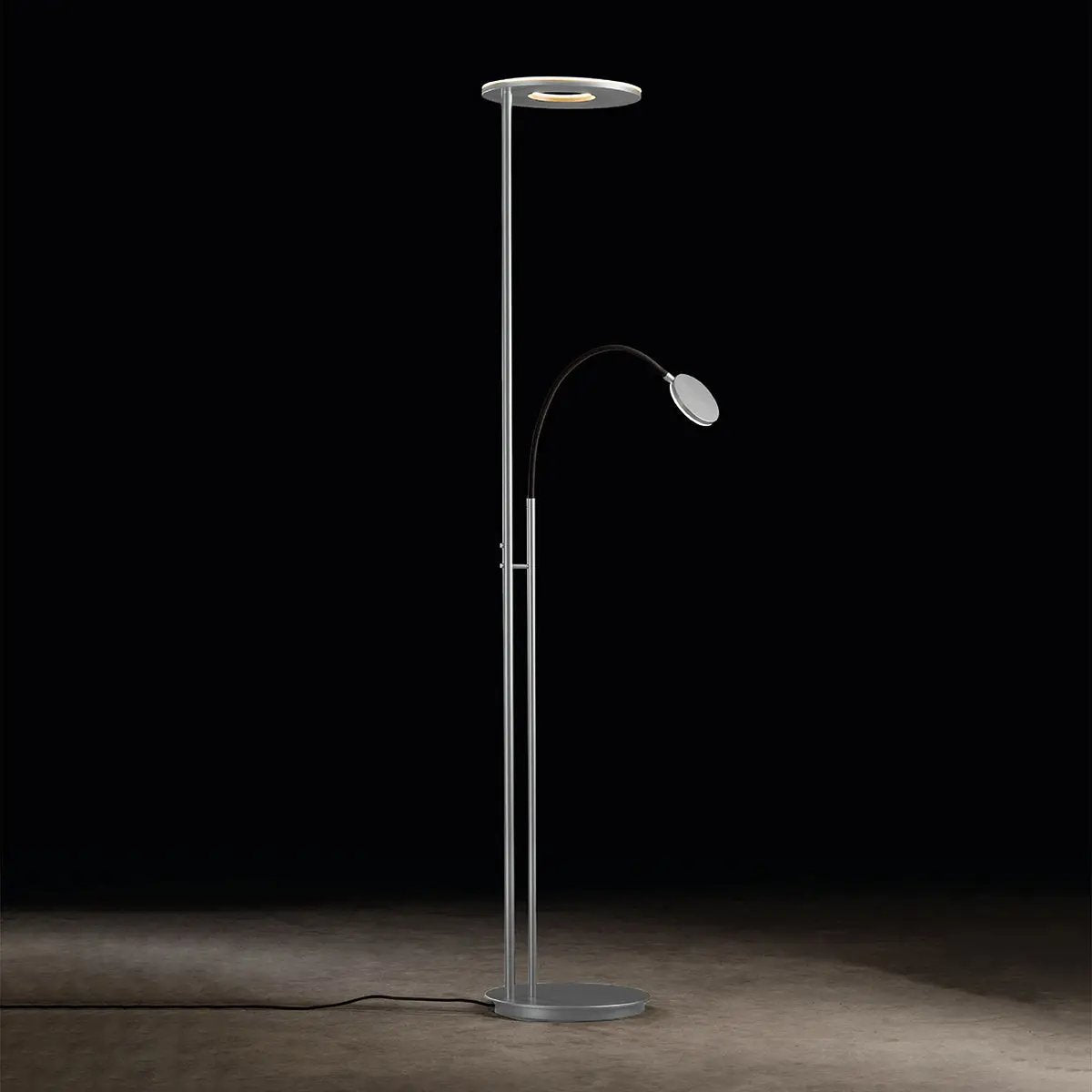 Holtkötter, Deckenfluter Nova Flex, Aluminium-Schwarz, stilvolle Stehleuchte