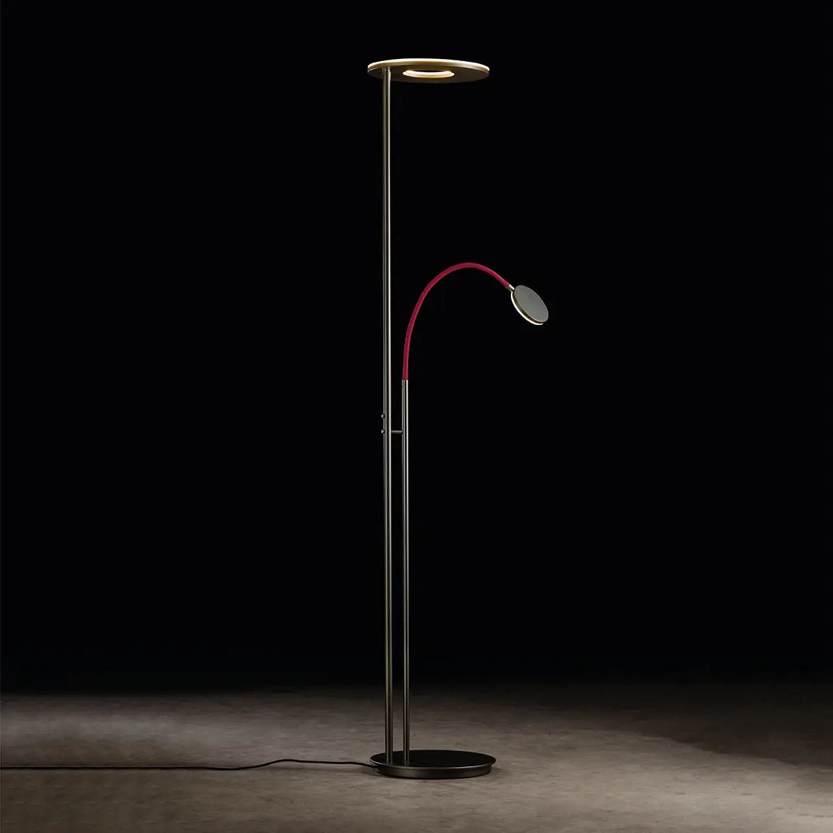 Holtkötter, Deckenfluter Nova Flex, Platin-Rot, moderne Lichtlösung