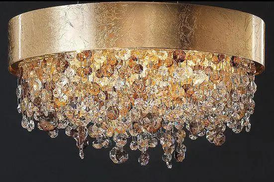 Masiero, Deckenleuchte Lea, Gold gebürstet Cut Crystal, dekorative Deckenleuchte