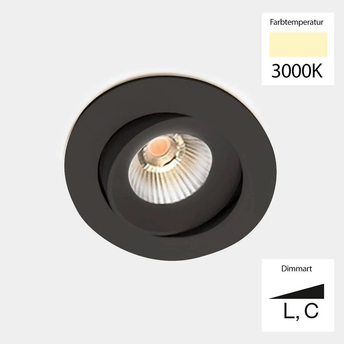 Sonluce, Deckeneinbauleuchte SEVEN MOVE, Schwarz 3000K Phase, moderne Einbaubeleuchtung